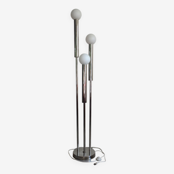 Space Age floor lamp vntage glass and chromed metal, 1970s