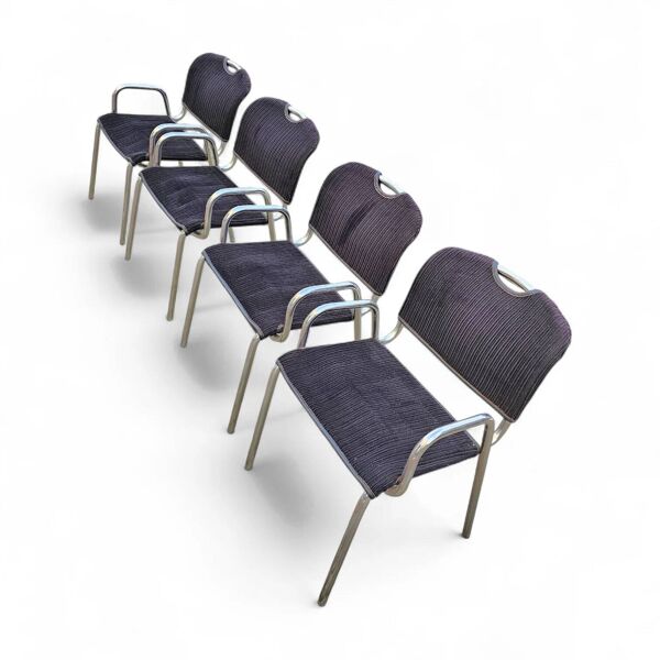 4 chaises de salle à manger en tissu noir Castiglietta par Castiglioni pour Zanotta / Italie années 1960
