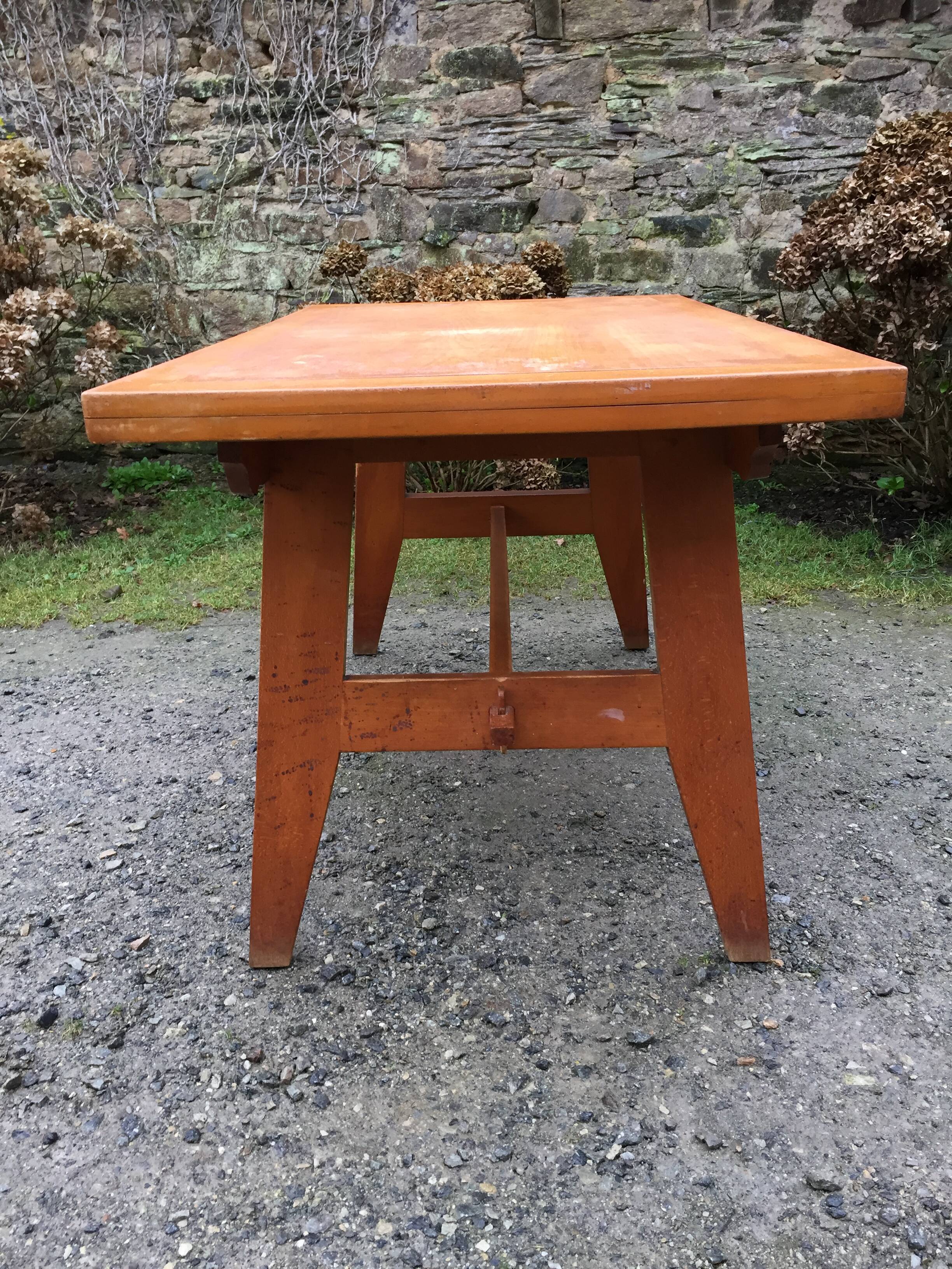 Vintage table René Gabriel in beech period reconstruction