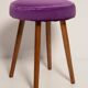 Set of two shiny purple velvet stools from the mid-century, Europe, 1960s.
