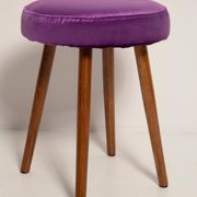 Set of two shiny purple velvet stools from the mid-century, Europe, 1960s.