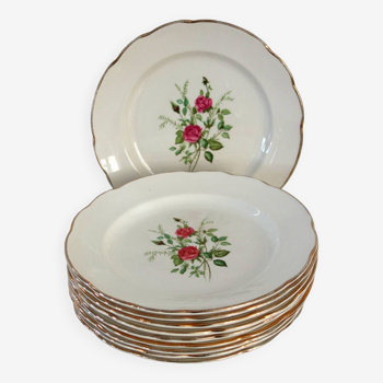 Lot de 10 assiettes plates modèle Maintenon, Gien, vintage