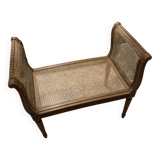 Louis XVI style wooden and cane bench