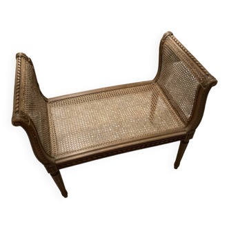 Louis XVI style wooden and cane bench