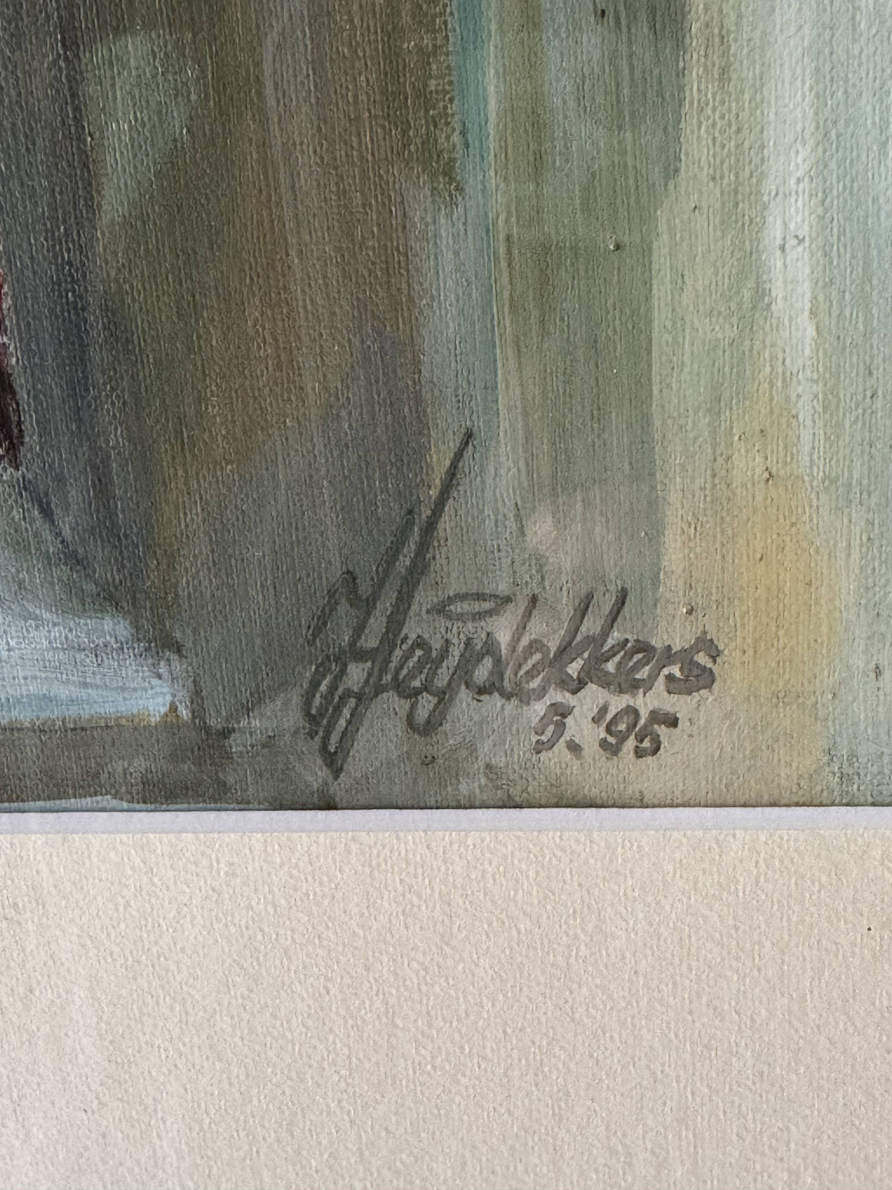 Original Signed Framed Oil Artwort Of Parisian Red Door