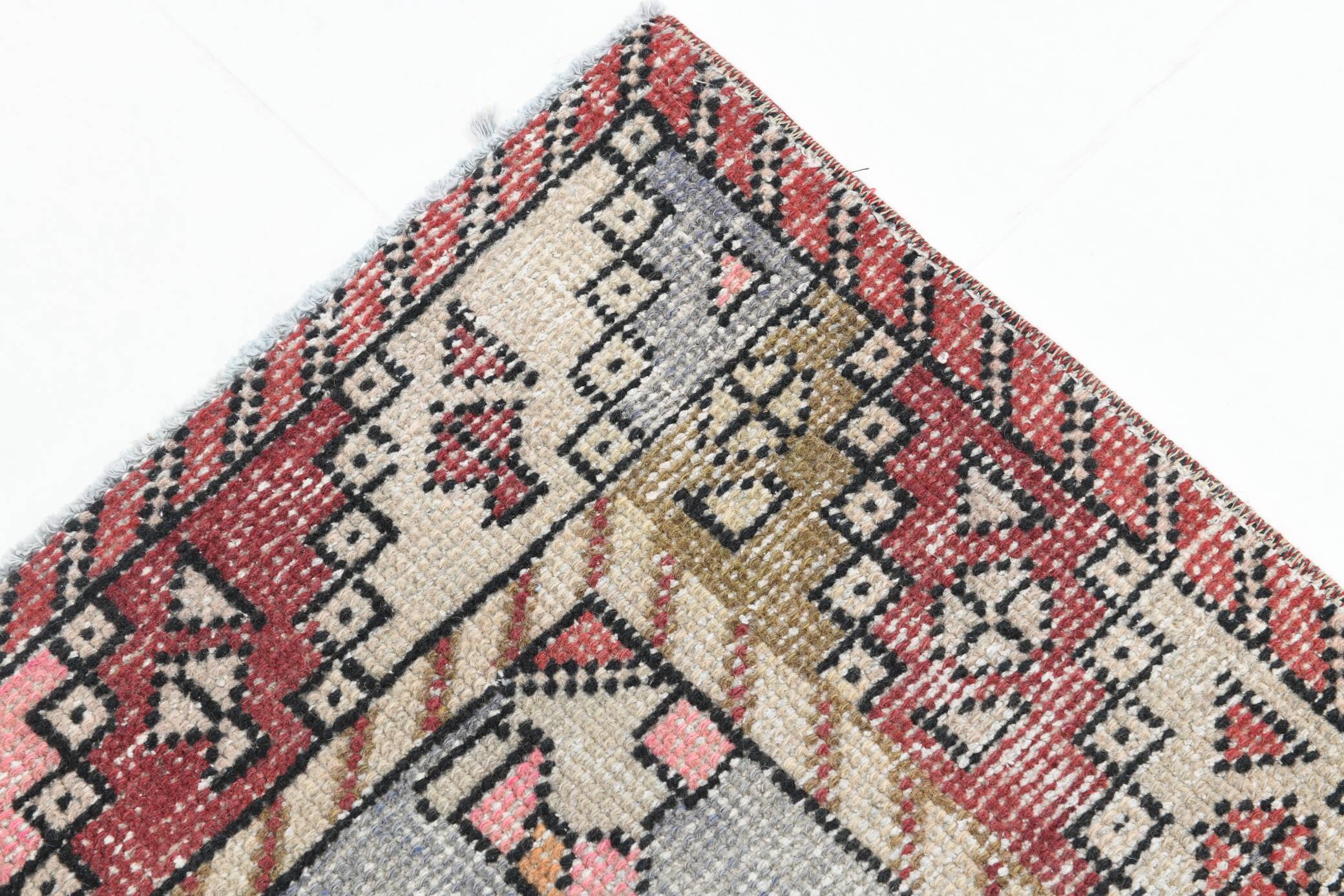 3x9 Rug For Hallway Antique Red Vintage Runner Rug, 102x261Cm SK 3931