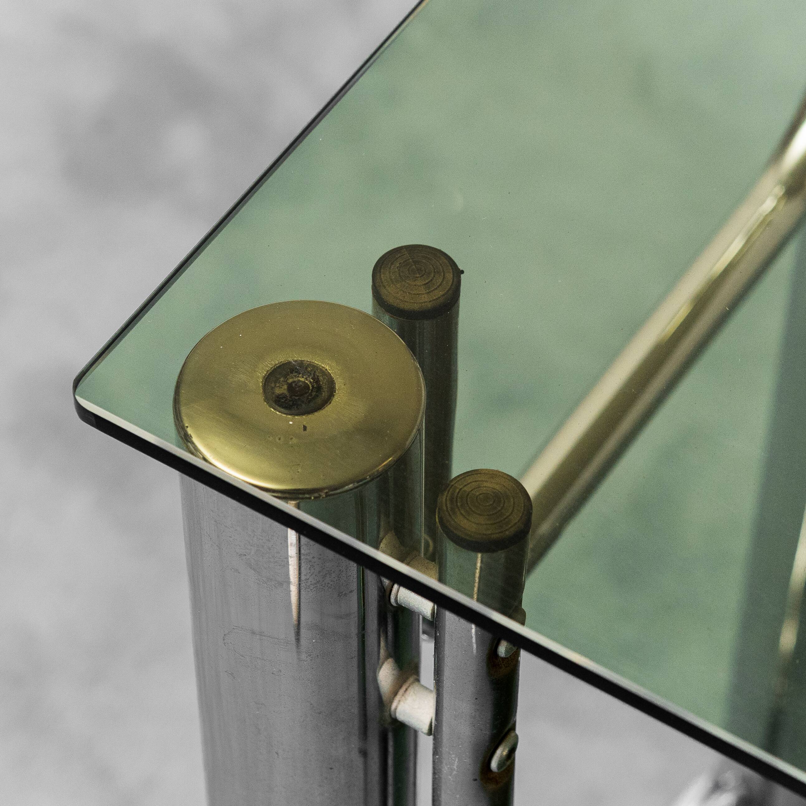 1970s vintage metal smoked glass vintage modern antique tv stand table