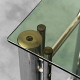 1970s vintage metal smoked glass vintage modern antique tv stand table