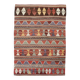 4x6 Green & Red Geometric Vintage Kilim Rug, 123x169Cm