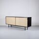 ENFILADE FLORENCE KNOLL MODEL 116 WOOD LEATHER AND RATTAN 1960