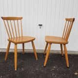 Pair of vintage Scandinavian chairs in solid beech