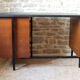 Desk 60s in metal wood and imitation leather