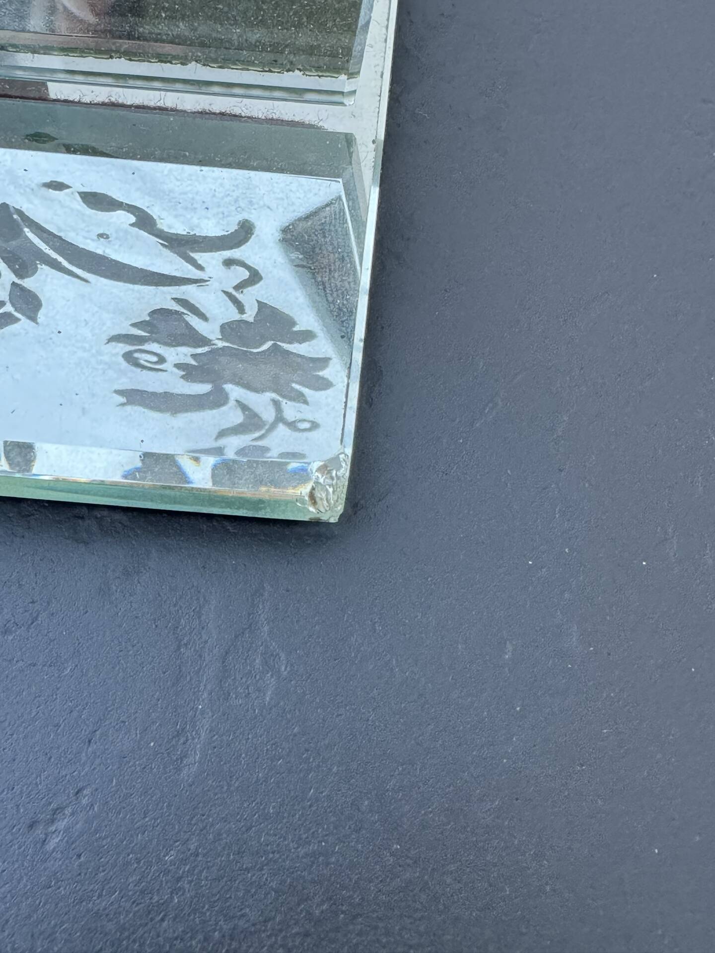 Art Deco engraved tabletop mirror