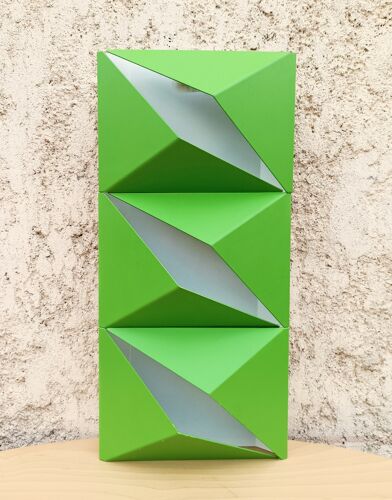 Lot de 3 appliques murales vertes origami  vintage