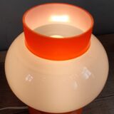 Lampe vintage année 70 opaline blanche et orange