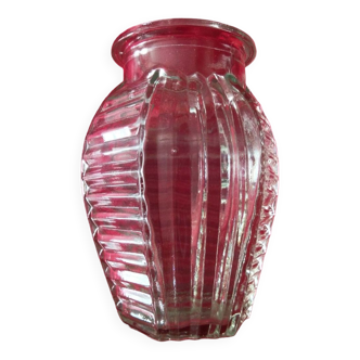 Vase a jacinthe en verre moulé pressé parfait état 16,3x7 cm