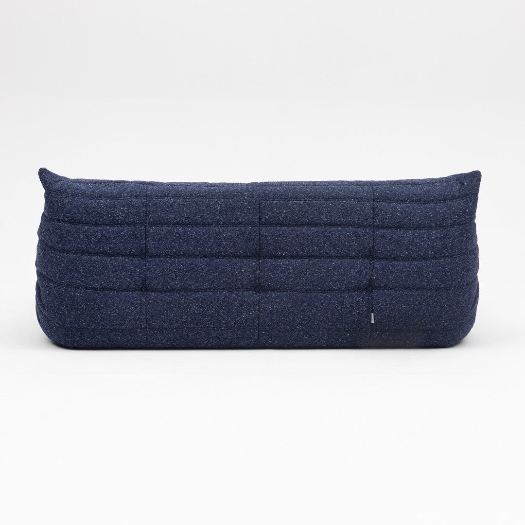 Togo three-seater sofa in dark blue boucle by Michel Ducaroy for Ligne Roset