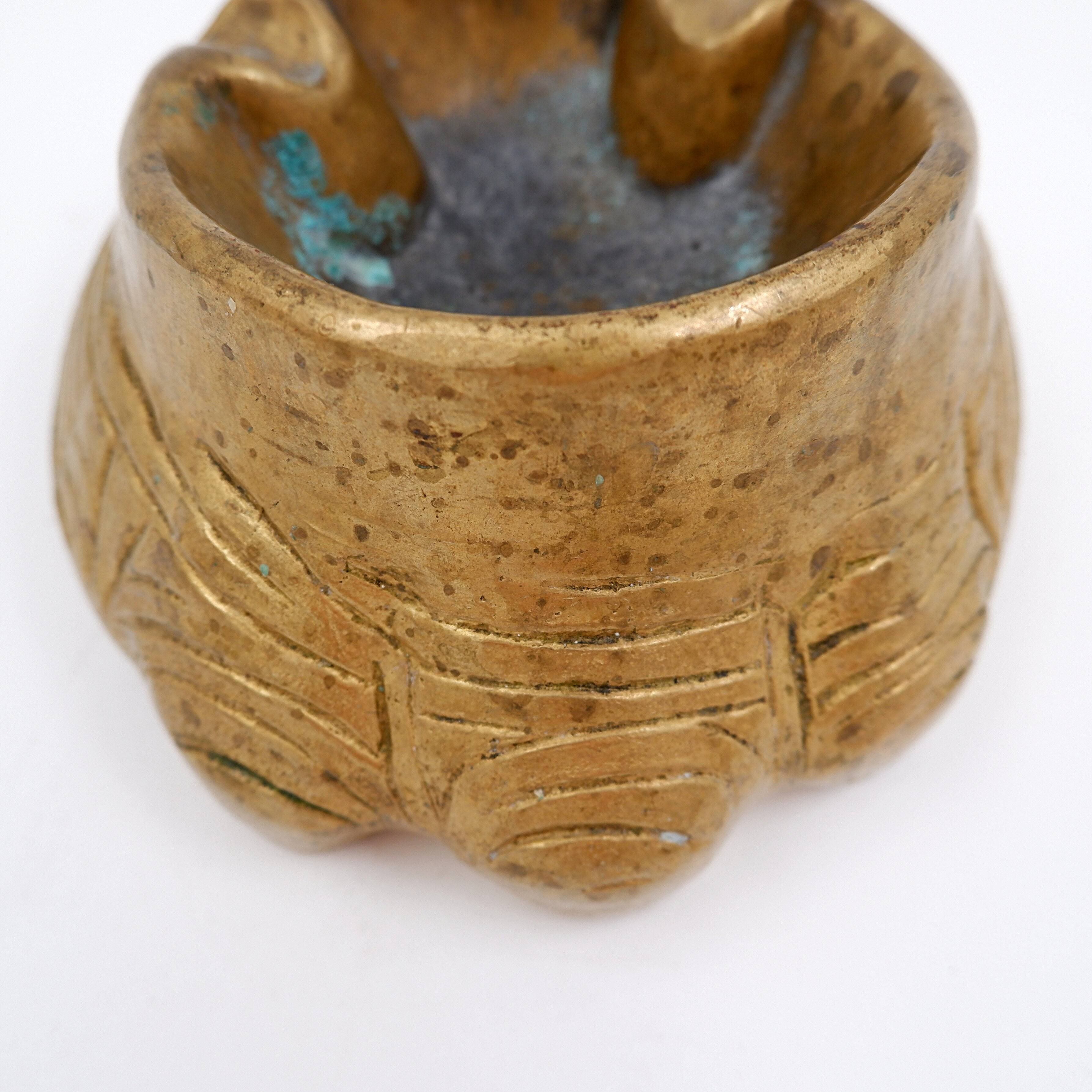 1970s gilt bronze elephant foot ashtray