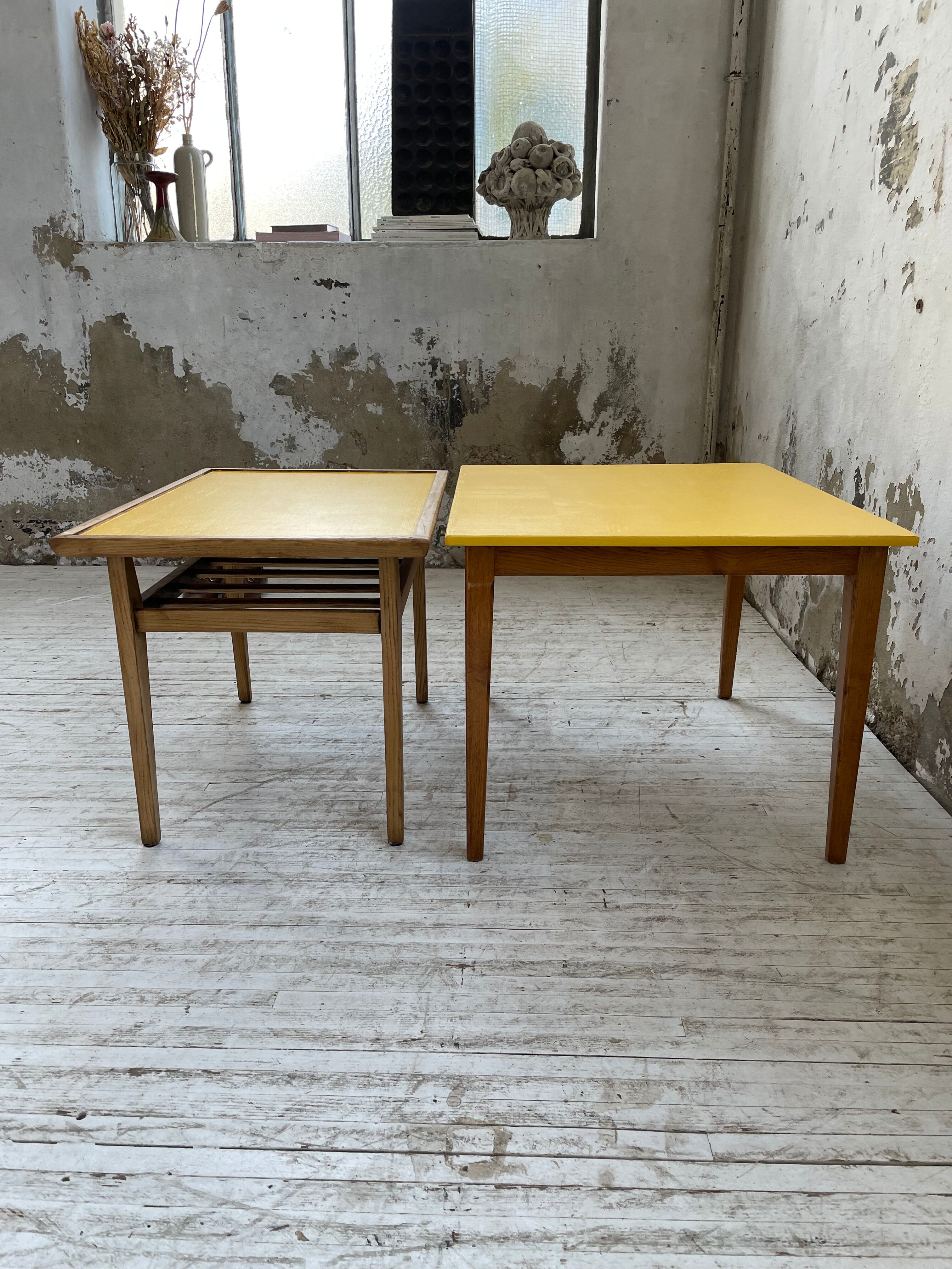 Duo de tables basses bois jaune