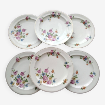 6 Assiettes plates en porcelaine de Limoges Raynaud & Cie