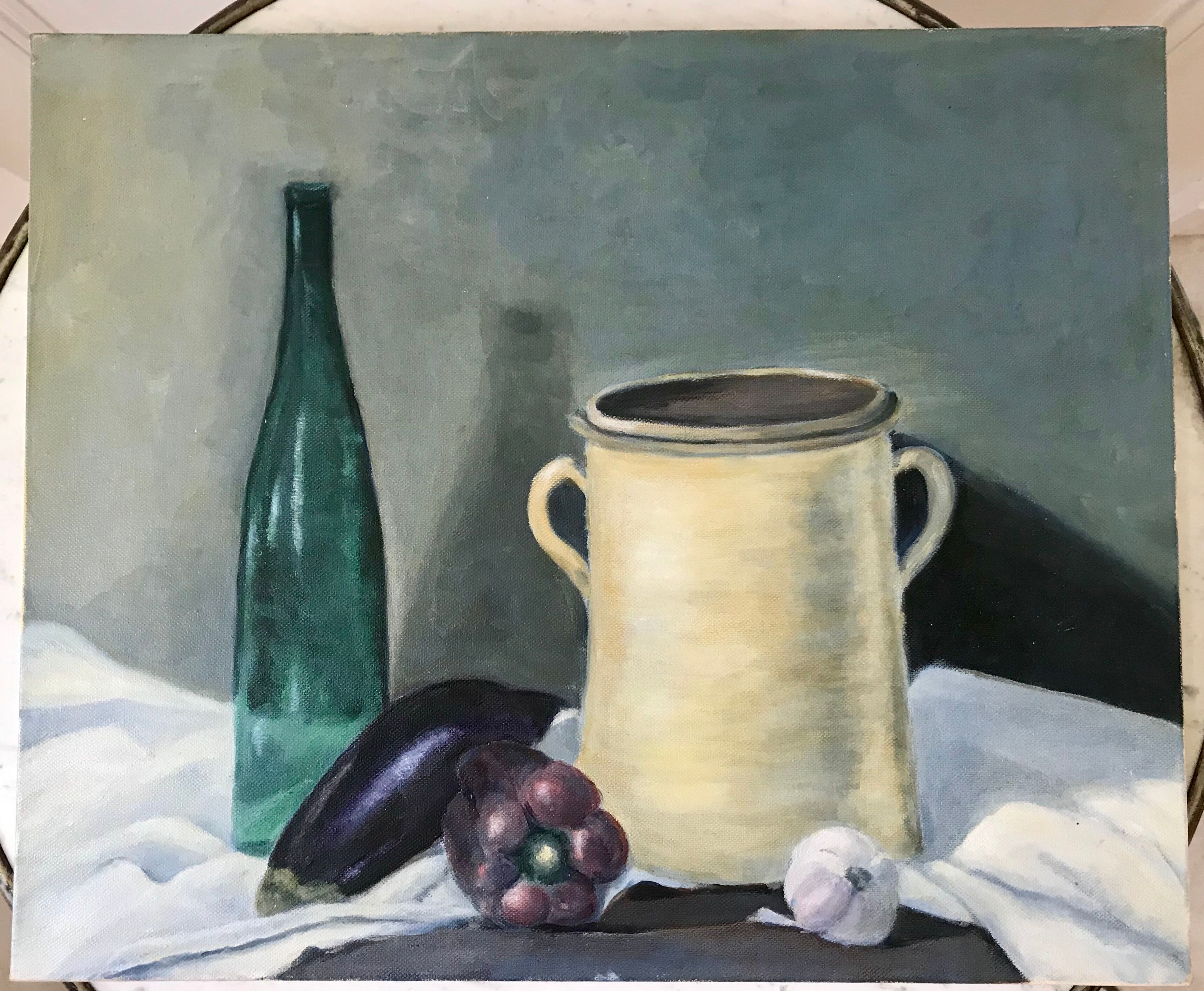 tableau huile sur toile nature morte vintage