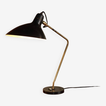 Vintage desk lamp in brass and black lacquered metal, 1950s