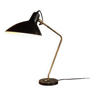 Vintage desk lamp in brass and black lacquered metal, 1950s