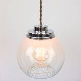 Suspension mid-century en chrome et verre de murano, italie
