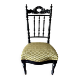 Black turned wood and green wool chair