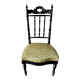 Black turned wood and green wool chair