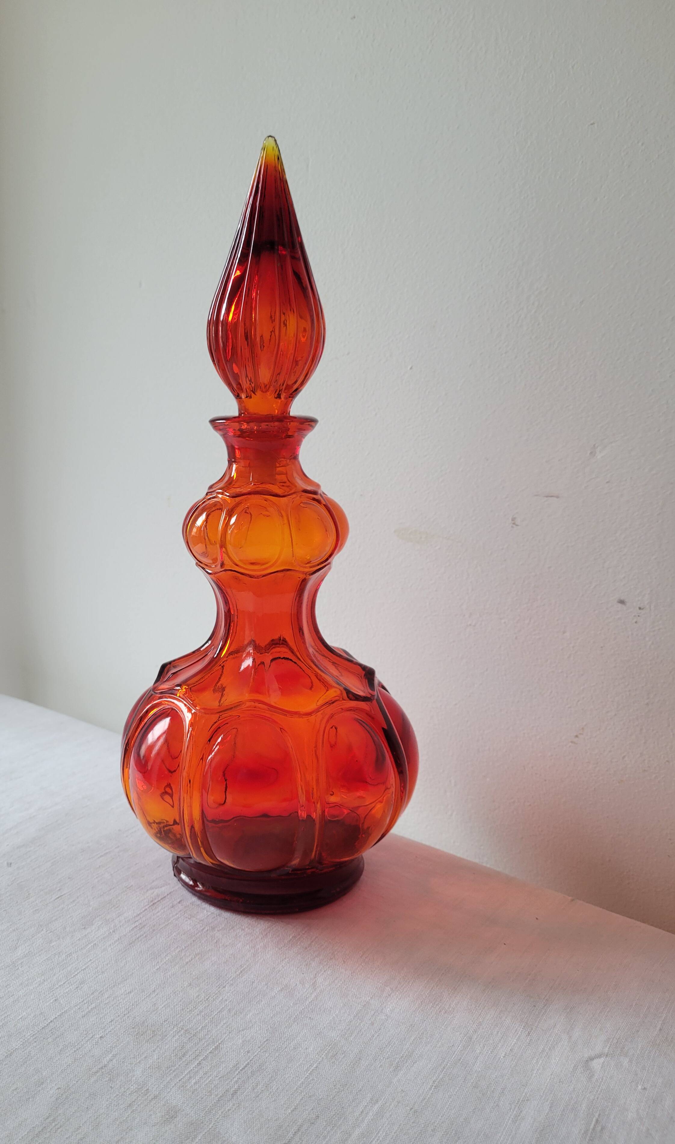 Italian red glass carafe