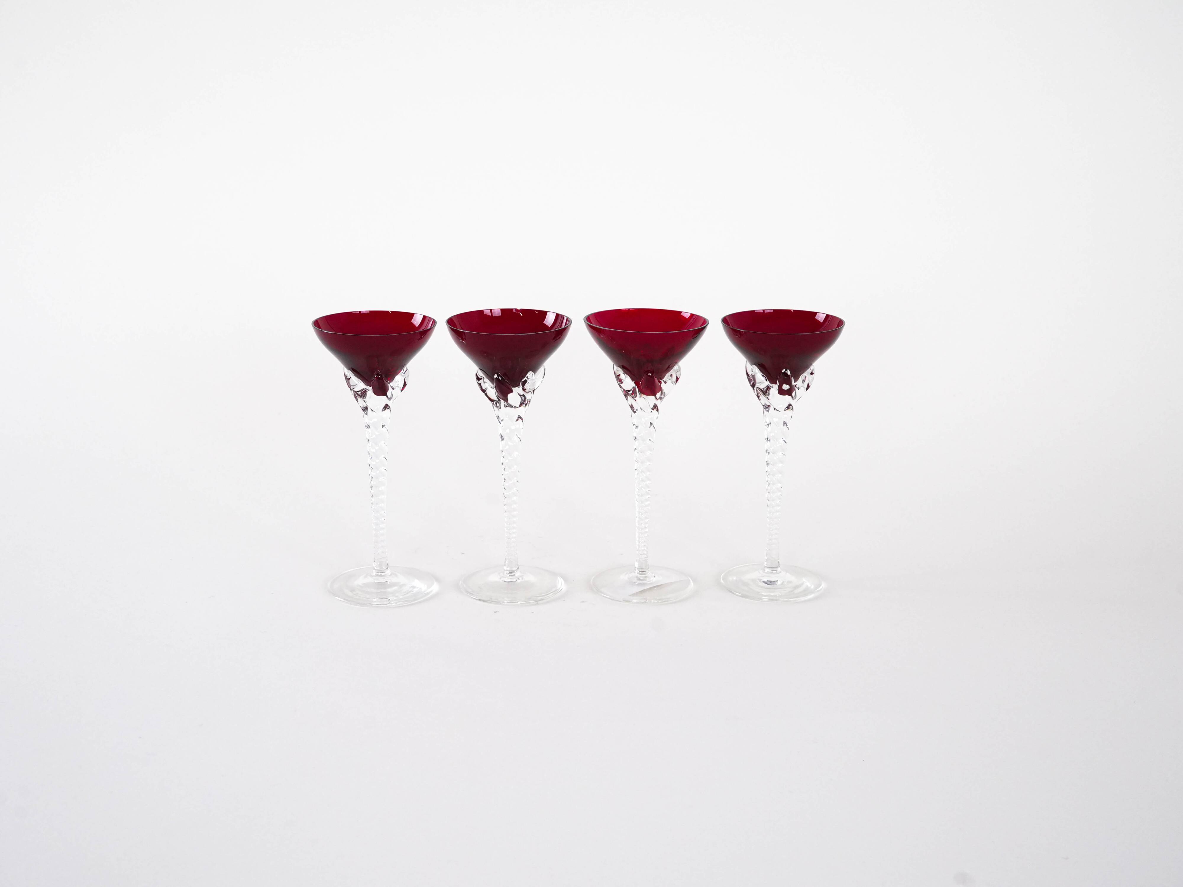 Set of ruby glasses, Danish design, 1970s, manufactured in Denmark