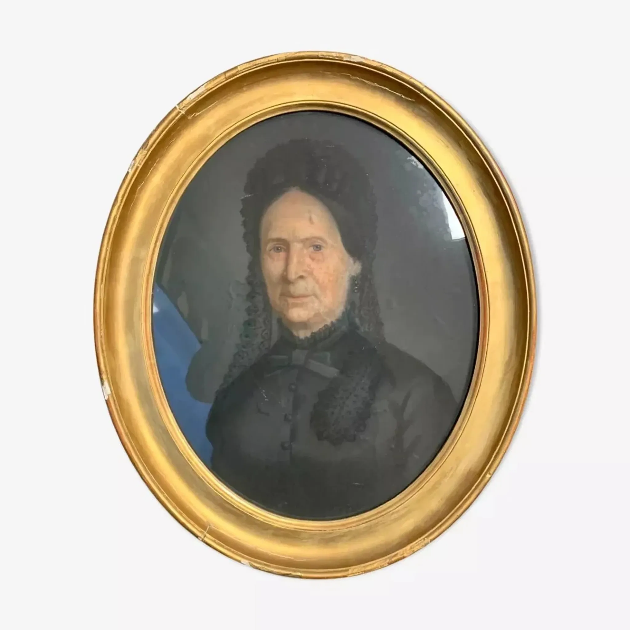 19th-century portrait depicting a woman dressed in black.