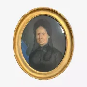19th-century portrait depicting a woman dressed in black.