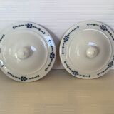 Pair of old candy boxes with blue-green pattern