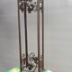 Art Deco chandelier 1930 in leafy wrought iron with 2 green tulip lights