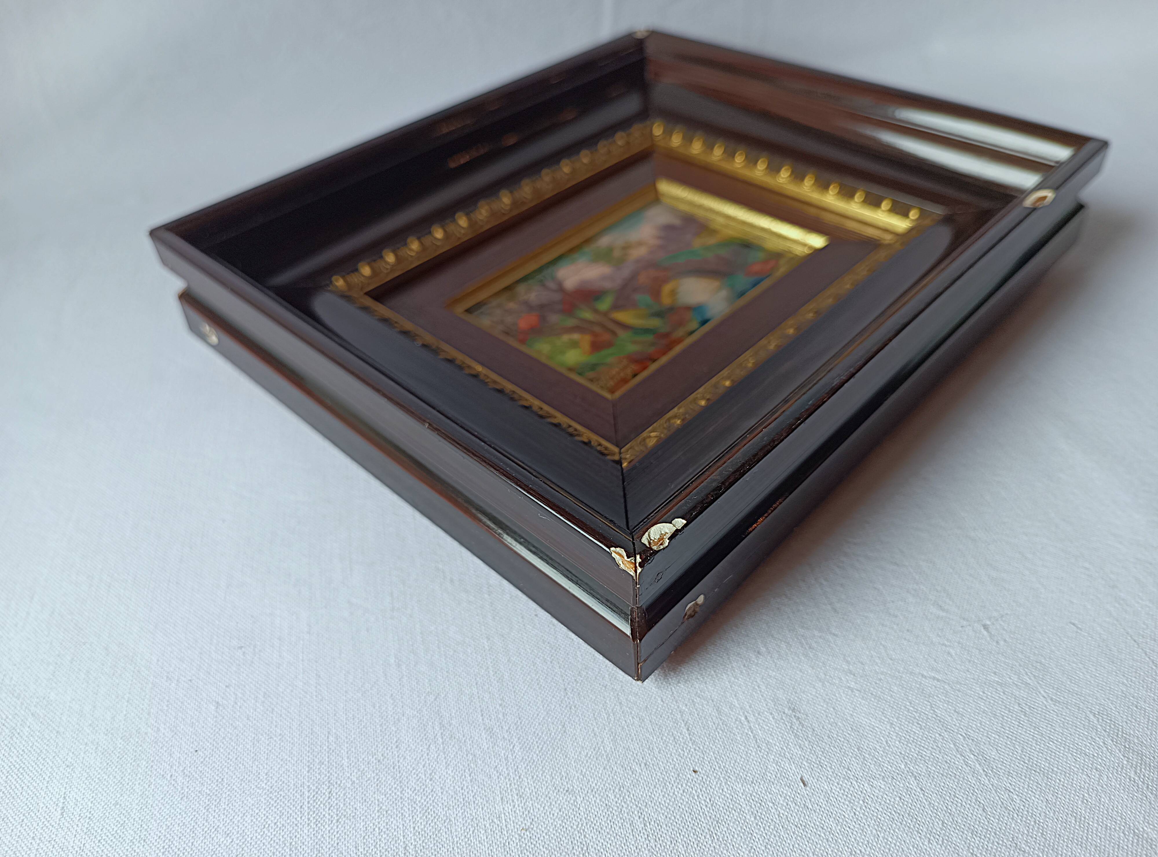 antique painting signed R. Bétourné wooden stucco frame