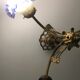 Art Deco style chandelier, bronze and glass paste tulips