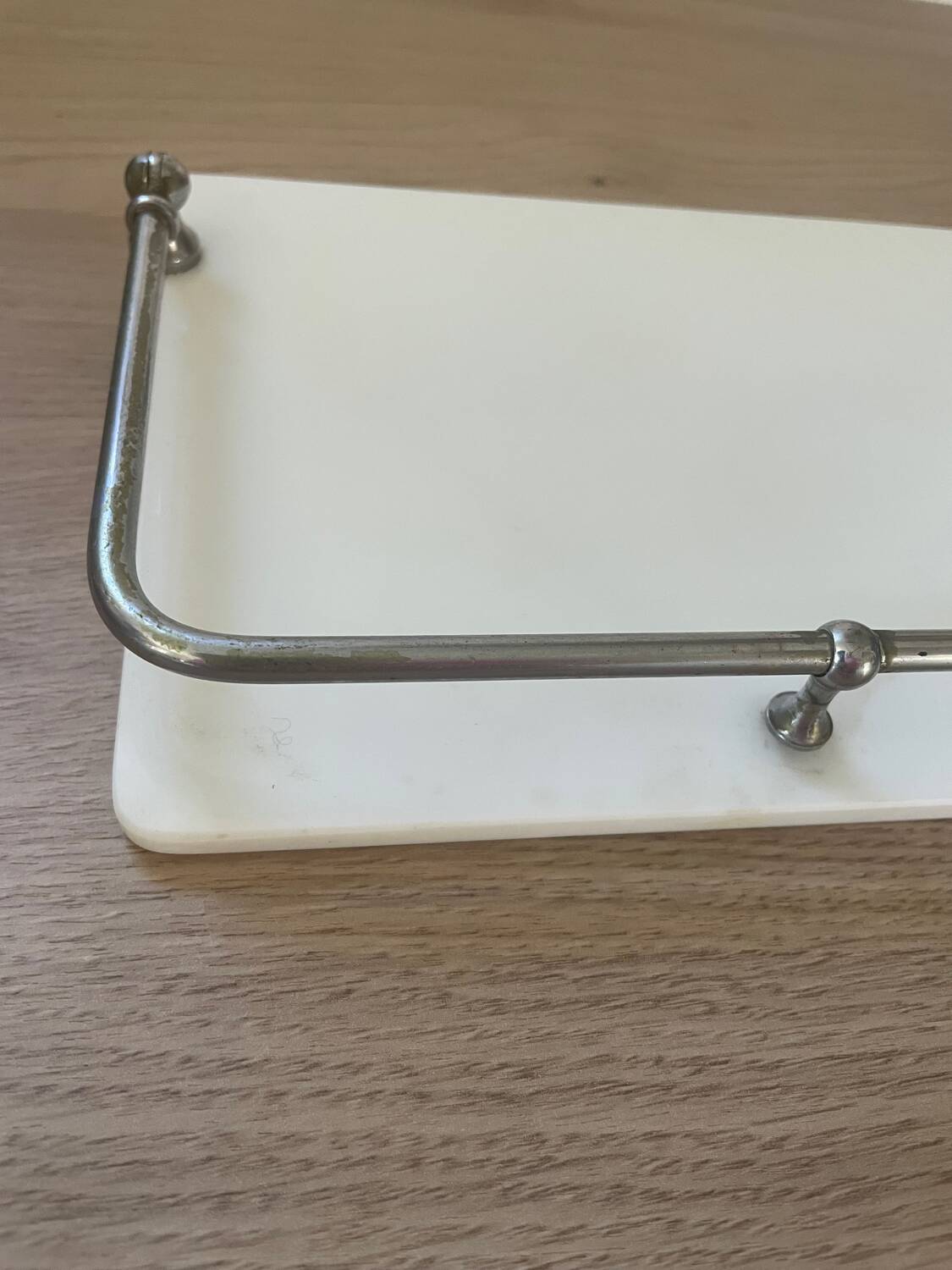 White glass and chrome wall shelf 60cm