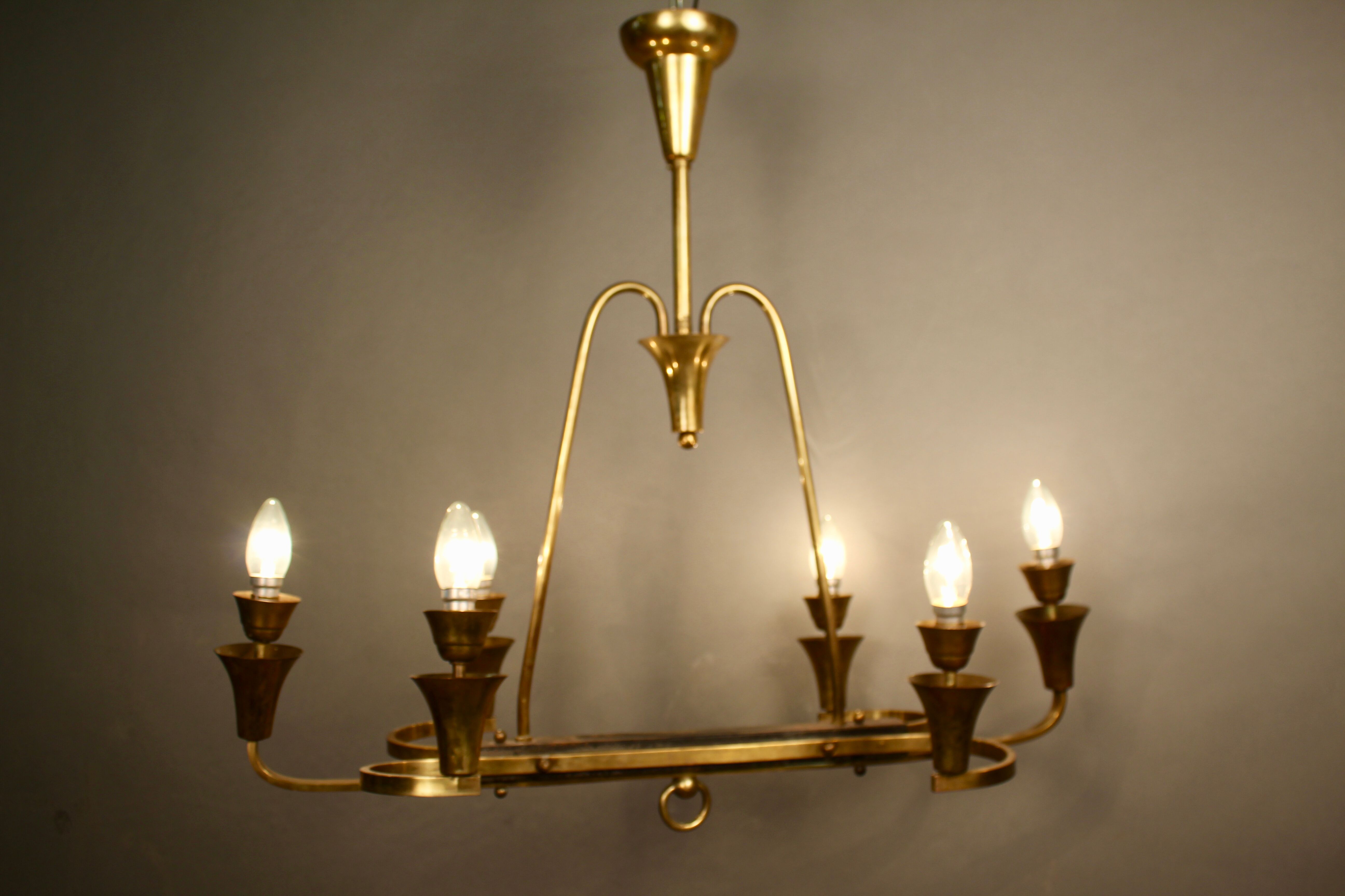 6 light brass chandelier