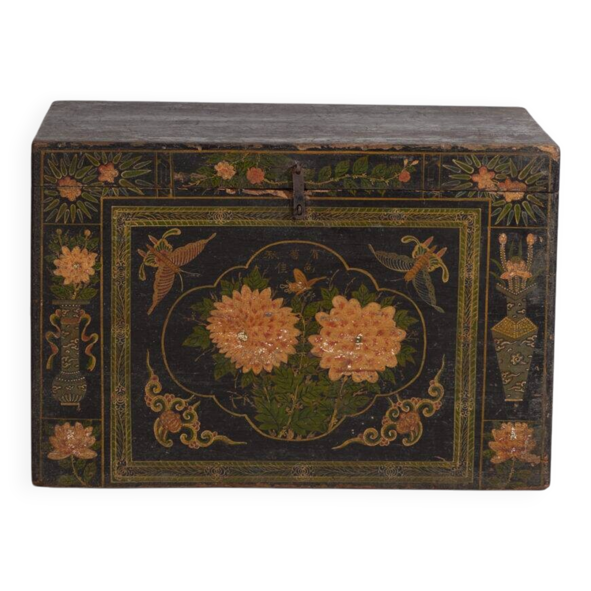 Antique Chinese chest painted in pine wood – China, circa 1900