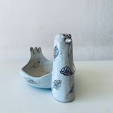 Large empty pocket or cup made of bird ceramic
