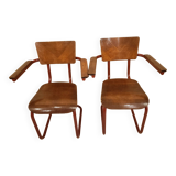 Pair of S-shaped tube school chairs