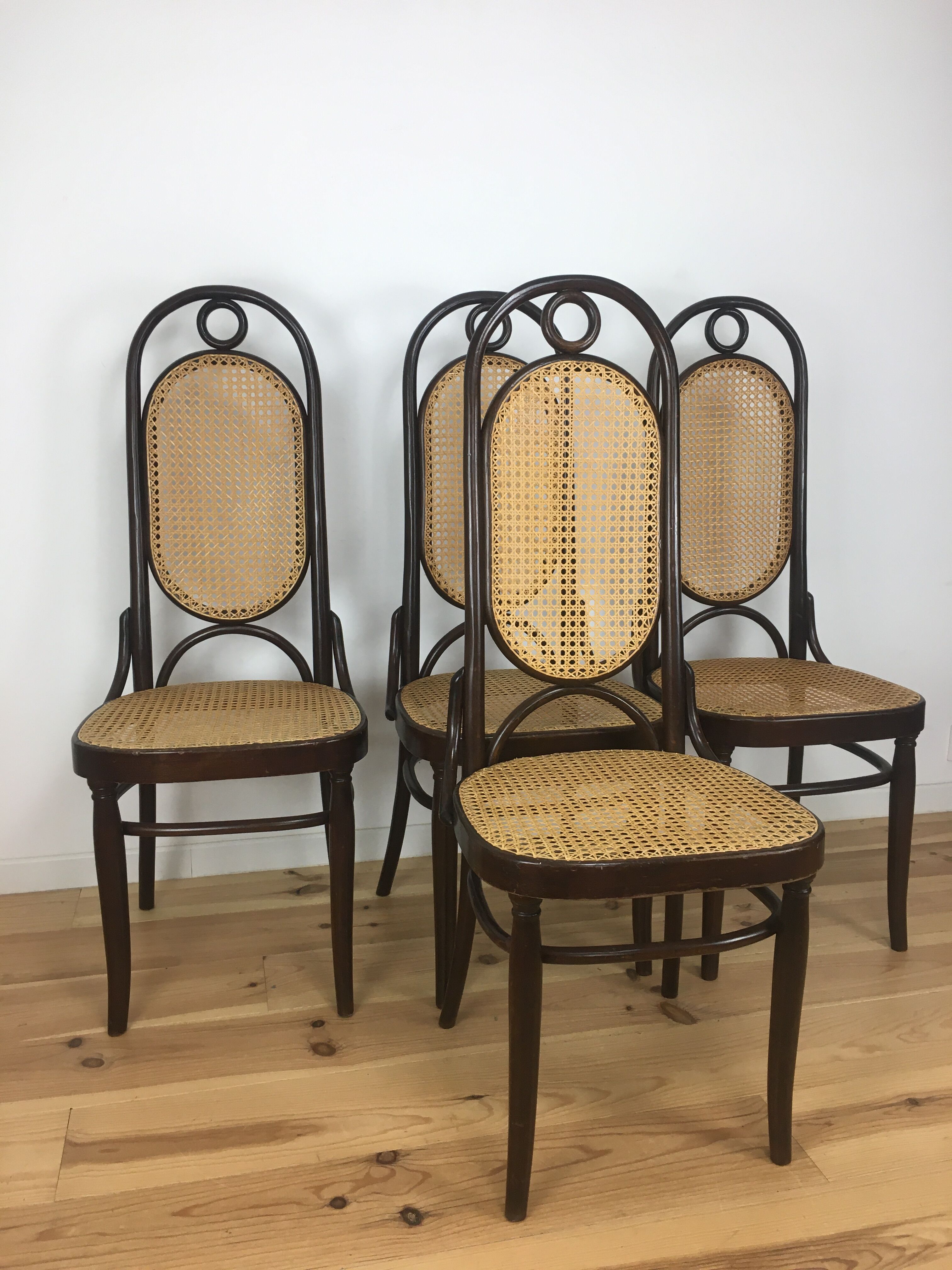 4 bistro chairs number 17 in curved wood and canning