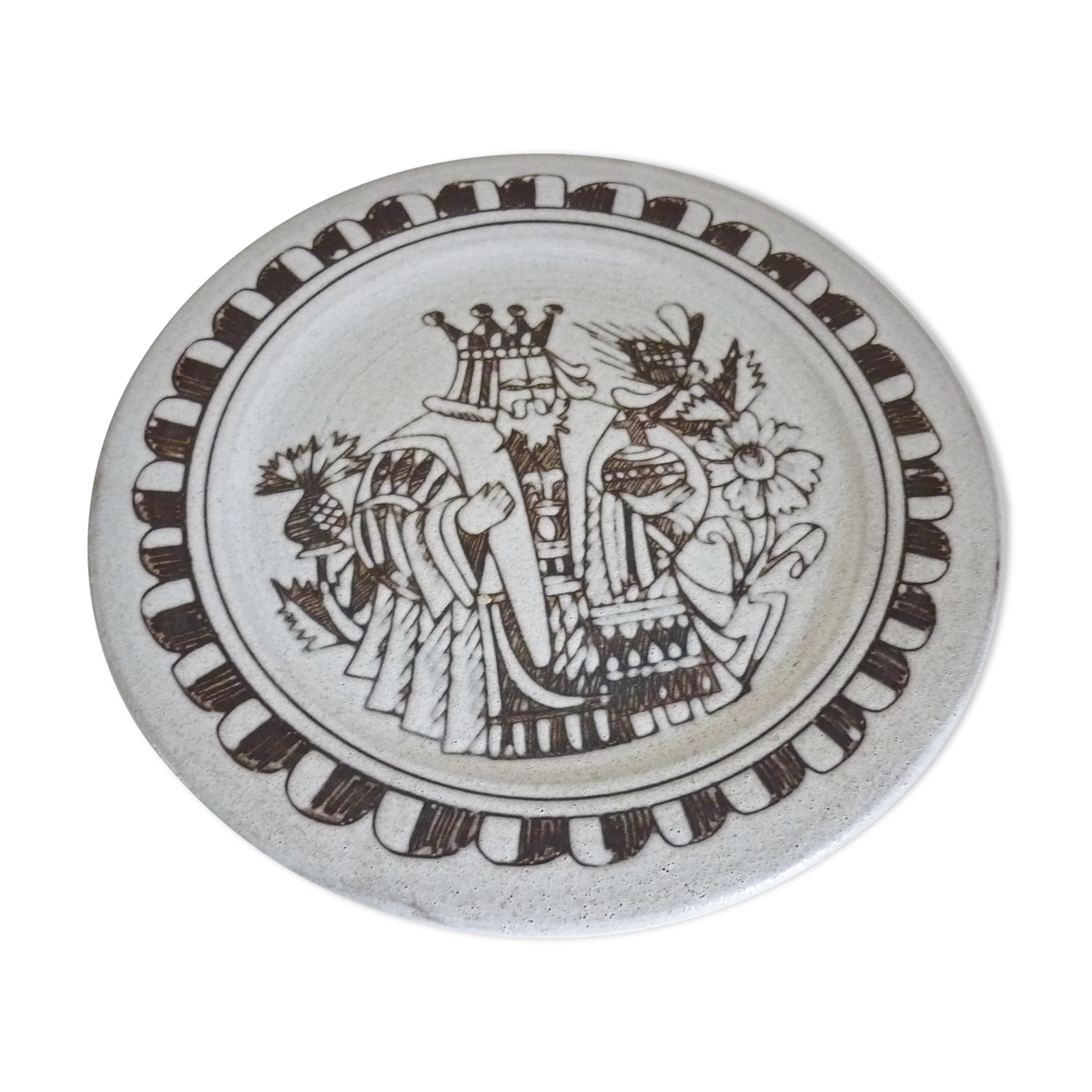 Assiette céramique d'art émaillée, signé La Tournerie, années 60/70