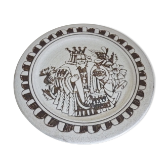 Enameled ceramic art plate, signed La Tournerie, 1960s/1970s