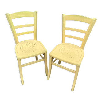 Pair of chairs type bistro in vintage wood 1950 kitchen design