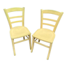 Pair of chairs type bistro in vintage wood 1950 kitchen design