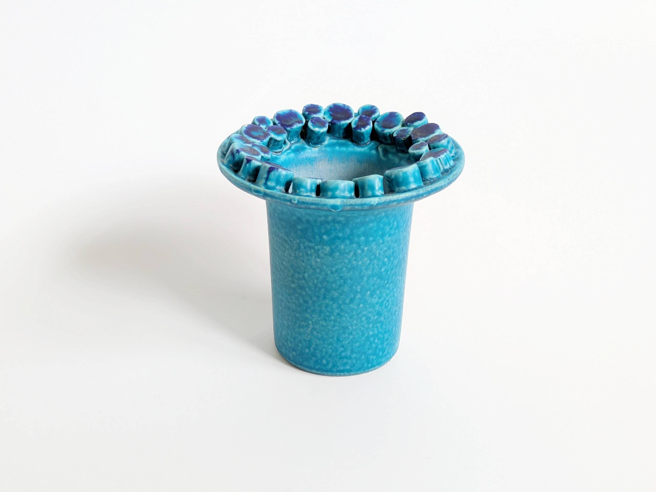 Vintage Ceralux vase by Ceramano, Hans Welling, turquoise blue, 1960s