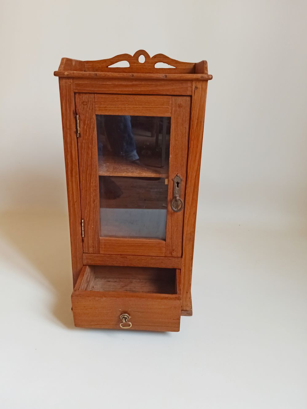 Wall display case early 20th Solid Burmese teak Height 55 cm